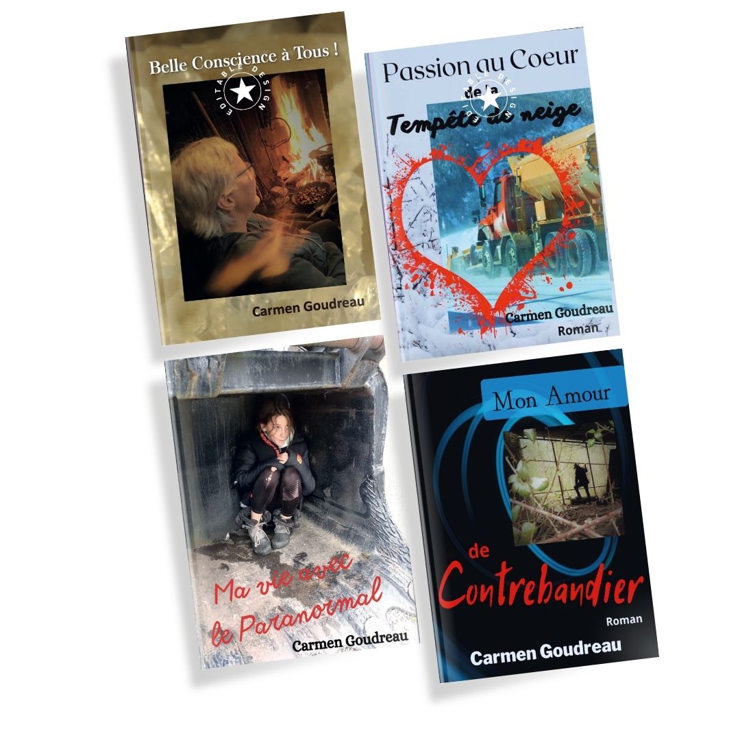 Romans de Carmen Goudreau, disponibles à la vente.